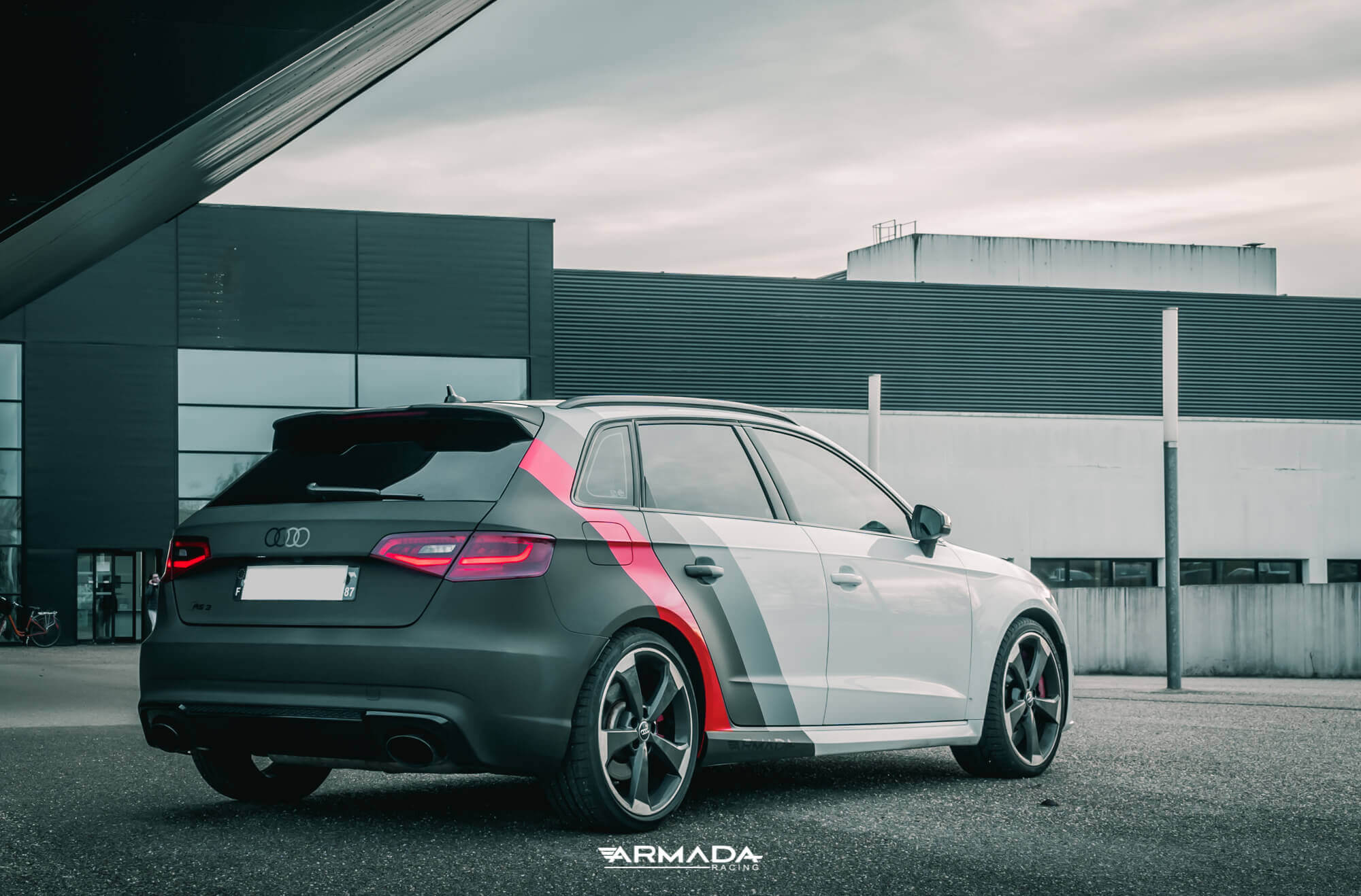 covering audi RS3 blanche bandes type rsr wrapping car inspiration livery